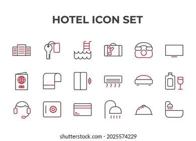 hotel set icon, isolated hotel set sign icon, vector illustration