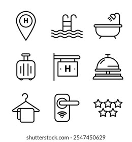 Hotel Set Icon Pack Vector Stock