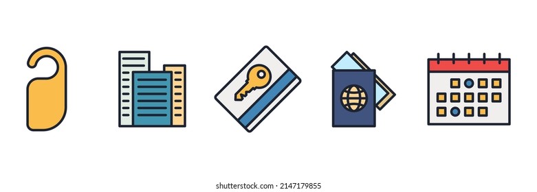 plantilla de símbolo de icono de conjunto de hoteles para la colección de gráficos y diseño web ilustración vectorial