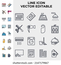 plantilla de símbolo de icono de conjunto de hoteles para la colección de gráficos y diseño web ilustración vectorial