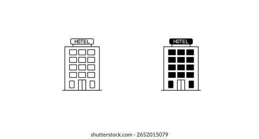 Icono de conjunto de hotel con fondo blanco Vector Ilustración de stock