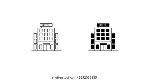 Hotelset, Symbol auf weißem Hintergrund, Vektorgrafik