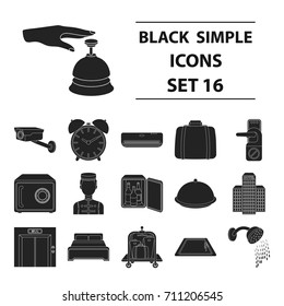 Hotel set icons in black style. Big collection of hotel vector symbol stock illustration