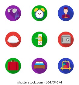 Hotel set icons in flat style. Big collection of hotel vector symbol stock illustration