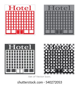 Hotel Set icons with four Color Variations of flat style. Vector illustration.