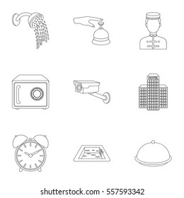 Hotel set icons in outline style. Big collection of hotel vector symbol stock illustration