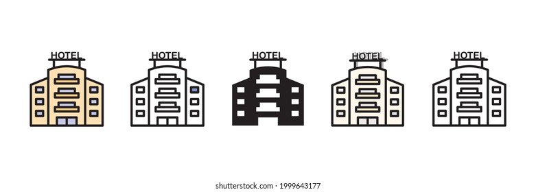 hotel set vector type icon