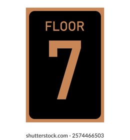 hotel Seventh floor number tag. vector illustration