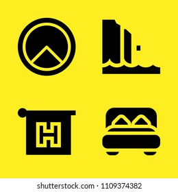 hotel, shield, double bed and coast vector icon set. Sample icons set for web and graphic design