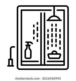 Hotel shower cabin icon in linear style 