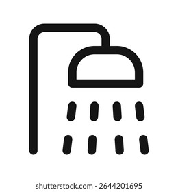 Hotel shower UI icon, showering simple line user interface vector symbol