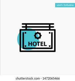 Hotel, Sign, Board, Direction turquoise highlight circle point Vector icon