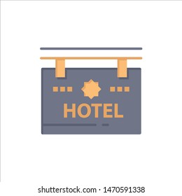 Hotel, Sign, Board, Location  Flat Color Icon. Vector icon banner Template. Vector Icon Template background
