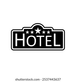 Letrero del hotel con cinco estrellas - icono del Vector