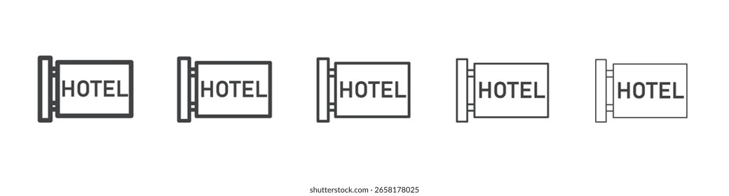 ícone de sinal de hotel símbolo de ilustração fino plano
