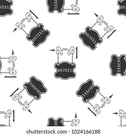 Hotel sign icon seamless pattern on white background. Flat design. Vector Illustration