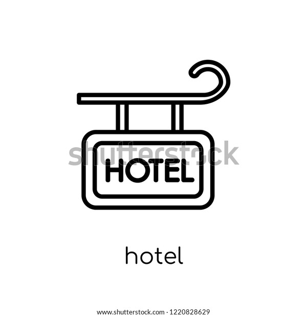 hotel sign icon. Trendy modern flat linear\
vector hotel sign icon on white background from thin line Hotel\
collection, outline vector\
illustration