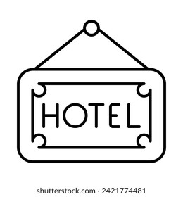 Hotel Sign Vector Line Icon Design