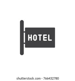 Hotel signboard icon vector, filled flat sign, solid pictogram isolated on white. Symbol, logo illustration.