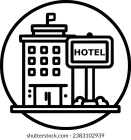 Hotel signboard line icon, outline vector, linear style sign, symbol, vector, art
