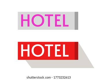 Cartel vectorial del hotel aislado, idea del albergue o del motel, ilustración de la caricatura