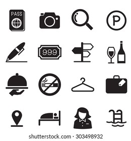 Hotel silhouette icons  illustration symbol Vector