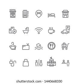 Hotel simple symbol icon set,Vector