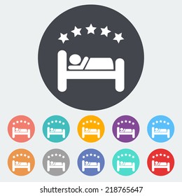 Hotel. Single flat icon on the circle. Vector illustration.