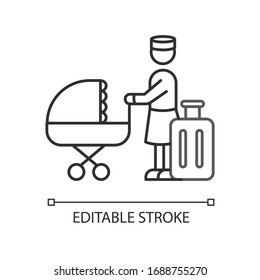 Hotel Sitter Pixel perfekte lineare Symbol. Babysitter-Service. Hilf Kindern im Urlaub! Dünne, anpassbare Illustration. Contour-Symbol. Vektorillustration einzelne Umrisszeichnung. Bearbeitbarer Hub