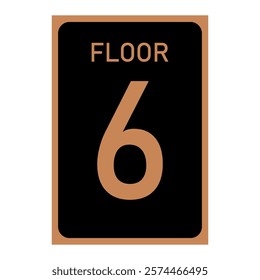 hotel Sixth floor number tag. vector illustration