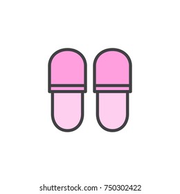 Hotel slippers filled outline icon, line vector sign, linear colorful pictogram isolated on white. Symbol, logo illustration. Pixel perfect vector graphics