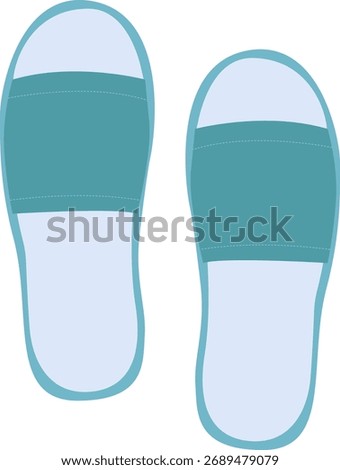 Hotel slippers pair with open toes. For hotel amenities, spa and guest room kits. For packaging, brochures, welcome cards and booking pages.