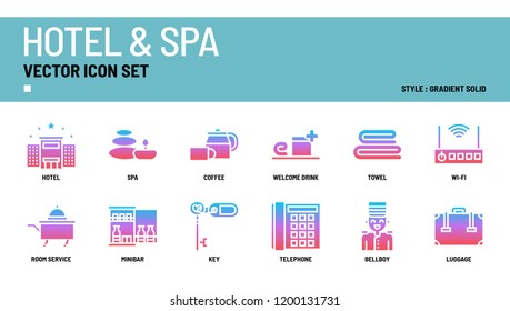 Hotel and spa vector icon set.