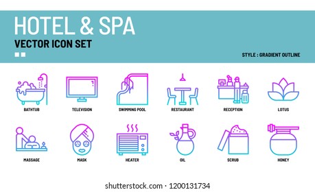 Hotel and spa vector icon set.
