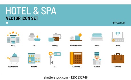 Hotel and spa vector icon set.