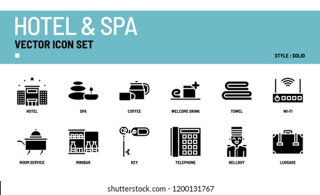 Hotel and spa vector icon set.