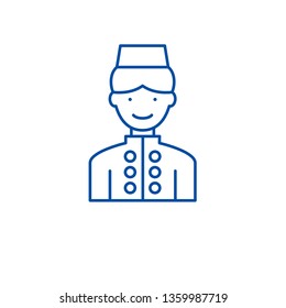 Hotel staff line icon concept. Hotel staff flat  vector symbol, sign, outline illustration.