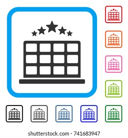 Hotel Stars icon. Flat gray pictogram symbol inside a light blue rounded frame. Black, gray, green, blue, red, orange color variants of Hotel Stars vector. Designed for web and application interfaces.