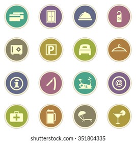 Hotel stickers label icon set