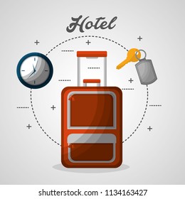 hotel suitcase clock and chain key