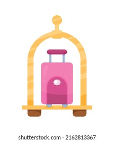 hotel suitcases cart isolated icon