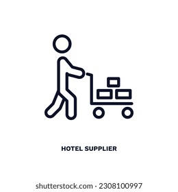 hotel supplier icon. Thin line hotel supplier icon from humans and behavior collection. Outline vector isolated on white background. Editable hotel supplier symbol can be used web and mobile