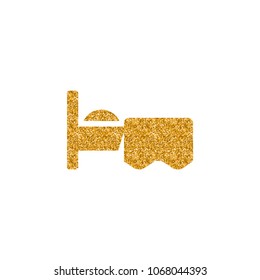 Hotel symbol icon in gold glitter texture. Sparkle luxury style vector illustration.