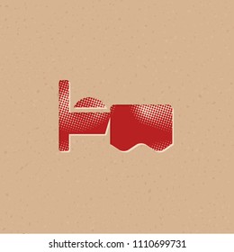 Hotel symbol icon in halftone style. Grunge background vector illustration.