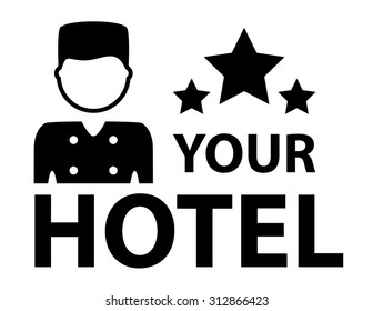 hotel symbol with porter and star silhouette