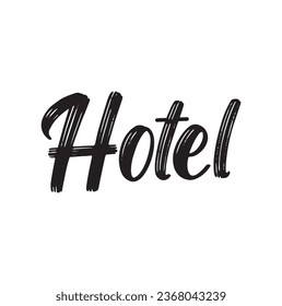 hotel text on white background.
