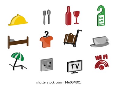 Hotel theme. Icon set.