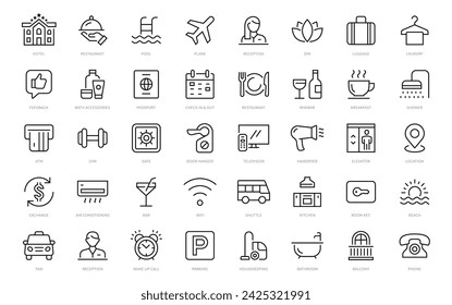 Hotel thin line icons set. hotel editable stroke icon collection. Vector