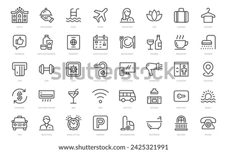 Hotel thin line icons set. hotel editable stroke icon collection. Vector