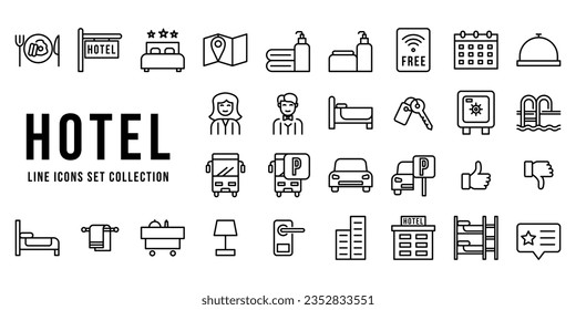 Hotel thin line web icon set. Outline icons collection. Simple vector illustration